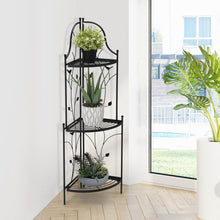 Load image into Gallery viewer, 44.75"H 3-Tiered Black Metal Corner Shelf Plant Stand