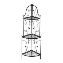 Load image into Gallery viewer, 44.75"H 3-Tiered Black Metal Corner Shelf Plant Stand