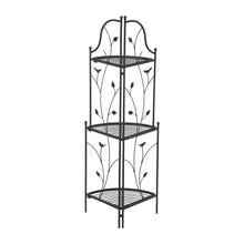 Load image into Gallery viewer, 44.75"H 3-Tiered Black Metal Corner Shelf Plant Stand