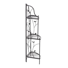 Load image into Gallery viewer, 44.75"H 3-Tiered Black Metal Corner Shelf Plant Stand
