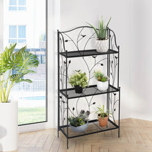 Load image into Gallery viewer, 44.75"H Rectangular 3-Tiered Black Metal Shelf Plant Stand
