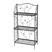 Load image into Gallery viewer, 44.75"H Rectangular 3-Tiered Black Metal Shelf Plant Stand