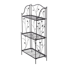 Load image into Gallery viewer, 44.75"H Rectangular 3-Tiered Black Metal Shelf Plant Stand