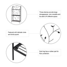 Load image into Gallery viewer, 44.75"H Rectangular 3-Tiered Black Metal Shelf Plant Stand