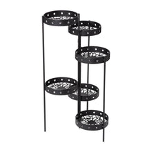 Load image into Gallery viewer, 32"H Foldable 6-Tiered Round Black Metal Plant Stand