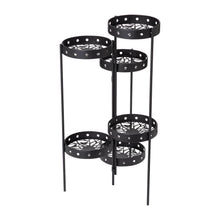Load image into Gallery viewer, 32"H Foldable 6-Tiered Round Black Metal Plant Stand