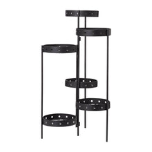 Load image into Gallery viewer, 32"H Foldable 6-Tiered Round Black Metal Plant Stand