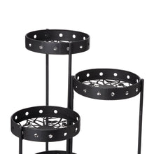 Load image into Gallery viewer, 32"H Foldable 6-Tiered Round Black Metal Plant Stand