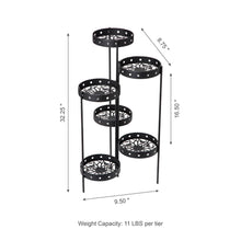 Load image into Gallery viewer, 32"H Foldable 6-Tiered Round Black Metal Plant Stand