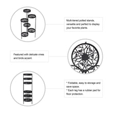 Load image into Gallery viewer, 32"H Foldable 6-Tiered Round Black Metal Plant Stand