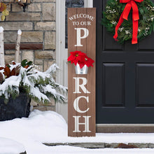 Load image into Gallery viewer, 42"H "WELCOME TO OUR PORCH" Wooden Porch Sign with Metal Planter