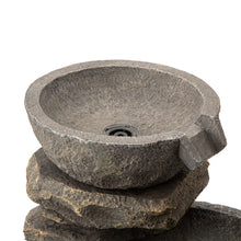 Load image into Gallery viewer, 32.28"H 4 Tiers Polyresin Waterfall Outdoor Fountain With Pump and LED Lights