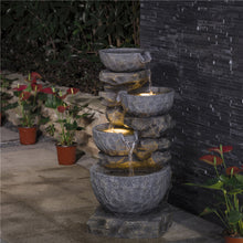 Load image into Gallery viewer, 32.28"H 4 Tiers Polyresin Waterfall Outdoor Fountain With Pump and LED Lights