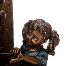 Load image into Gallery viewer, 25.5"H Polyresin Boy and Girl Sculptural Outdoor Fountain With Pump and LED Lights