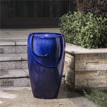 Load image into Gallery viewer, 20.5"H Cobalt Blue Ceramic Pot Fountain with Pump and LED Light