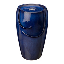 Load image into Gallery viewer, 20.5"H Cobalt Blue Ceramic Pot Fountain with Pump and LED Light