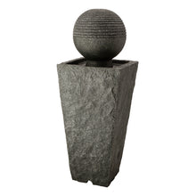 Load image into Gallery viewer, 31.69"H Polyresin Rippling Floating Sphere Pedestal Outdoor Fountain With Pump & LED Light