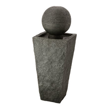 Load image into Gallery viewer, 31.69"H Polyresin Rippling Floating Sphere Pedestal Outdoor Fountain With Pump & LED Light