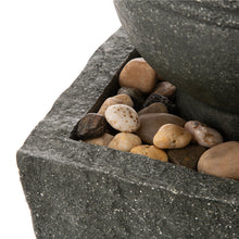 Load image into Gallery viewer, 31.69"H Polyresin Rippling Floating Sphere Pedestal Outdoor Fountain With Pump & LED Light