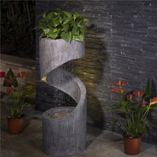 Load image into Gallery viewer, 31.30"H Polyresin Curving Shaped Outdoor Fountain With Pump & LED Light
