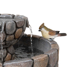 Load image into Gallery viewer, 24.41"H Outdoor 2 Tierd Stone-Like Birdbath Fountain