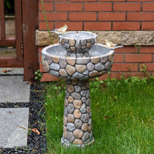 Load image into Gallery viewer, 24.41"H Outdoor 2 Tierd Stone-Like Birdbath Fountain