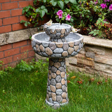 Load image into Gallery viewer, 24.41"H Outdoor 2 Tierd Stone-Like Birdbath Fountain