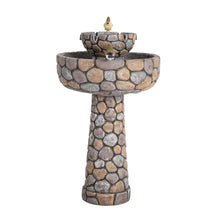 Load image into Gallery viewer, 24.41"H Outdoor 2 Tierd Stone-Like Birdbath Fountain