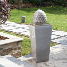 Load image into Gallery viewer, 35.75"H Oversized Sand Beige Artichoke Pedestal Ceramic Fountain with Pump and LED Light