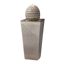 Load image into Gallery viewer, 35.75"H Oversized Sand Beige Artichoke Pedestal Ceramic Fountain with Pump and LED Light