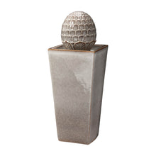 Load image into Gallery viewer, 35.75"H Oversized Sand Beige Artichoke Pedestal Ceramic Fountain with Pump and LED Light