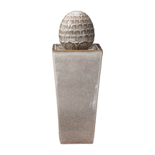 Load image into Gallery viewer, 35.75"H Oversized Sand Beige Artichoke Pedestal Ceramic Fountain with Pump and LED Light