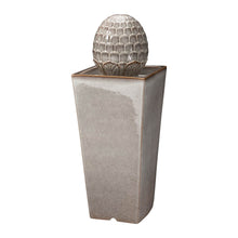 Load image into Gallery viewer, 35.75"H Oversized Sand Beige Artichoke Pedestal Ceramic Fountain with Pump and LED Light