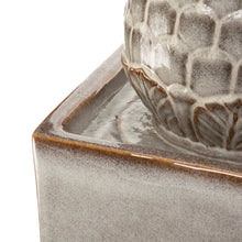 Load image into Gallery viewer, 35.75"H Oversized Sand Beige Artichoke Pedestal Ceramic Fountain with Pump and LED Light
