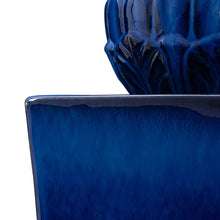 Load image into Gallery viewer, 35.75"H Oversized Cobalt Blue Artichoke Pedestal Ceramic Fountain with Pump and LED Light