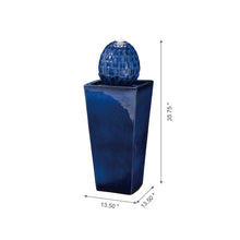Load image into Gallery viewer, 35.75"H Oversized Cobalt Blue Artichoke Pedestal Ceramic Fountain with Pump and LED Light