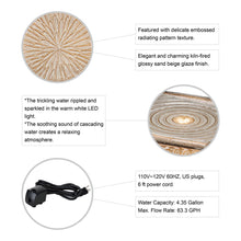 Load image into Gallery viewer, 14.75"H Sand Beige Embossed Pattern Cubic Ceramic Fountain with Pump and LED Light