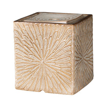 Load image into Gallery viewer, 14.75"H Sand Beige Embossed Pattern Cubic Ceramic Fountain with Pump and LED Light