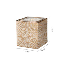 Load image into Gallery viewer, 14.75"H Sand Beige Embossed Pattern Cubic Ceramic Fountain with Pump and LED Light