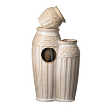 Load image into Gallery viewer, 27.25"H 3-Tier Sand Beige Embossed Pattern Ceramic Pots Fountain with Pump and LED Light