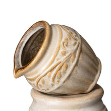 Load image into Gallery viewer, 27.25"H 3-Tier Sand Beige Embossed Pattern Ceramic Pots Fountain with Pump and LED Light