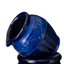 Load image into Gallery viewer, 27.25"H 3-Tier Cobalt Blue Embossed Pattern Ceramic Pots Fountain with Pump and LED Light