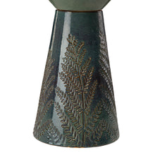 Load image into Gallery viewer, 27.5"H Turquoise Two Birds Embossed Plant Pattern Pedestal Ceramic Fountain with Pump and LED Light