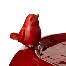 Load image into Gallery viewer, 19.5"H Red Two Birds Embossed Plant Pattern Ceramic Pot Fountain with Pump and LED Light