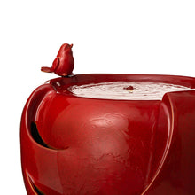 Load image into Gallery viewer, 19.5"H Red Two Birds Embossed Plant Pattern Ceramic Pot Fountain with Pump and LED Light
