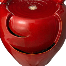 Load image into Gallery viewer, 19.5"H Red Two Birds Embossed Plant Pattern Ceramic Pot Fountain with Pump and LED Light