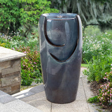 Load image into Gallery viewer, 29.25"H Oversized Turquoise Ceramic Pot Fountain with Pump and LED Light