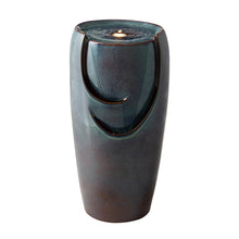 Load image into Gallery viewer, 29.25"H Oversized Turquoise Ceramic Pot Fountain with Pump and LED Light