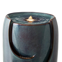 Load image into Gallery viewer, 29.25"H Oversized Turquoise Ceramic Pot Fountain with Pump and LED Light