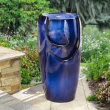 Load image into Gallery viewer, 29.25"H Oversized Cobalt Blue Ceramic Pot Fountain with Pump and LED Light